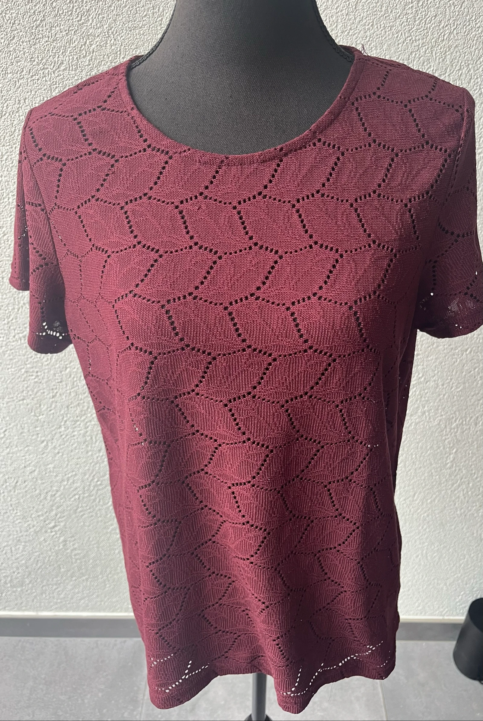 🌺 𝒎𝒛 | Jacqueline de Yong ajour top | Bordeaux | Maat L | Gebreid – photo 2